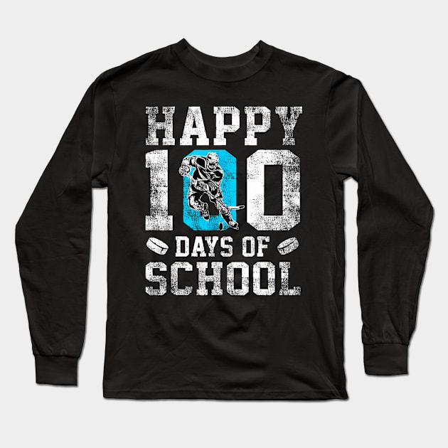 Happy 100 Days Of School Hockey Lovers Boys Girls Long Sleeve T-Shirt by Aleem James